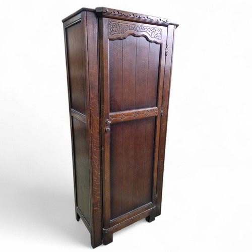 Carved oak fitted wardrobe - carved,