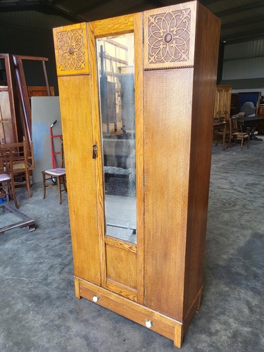 Antique art nouveau oak single